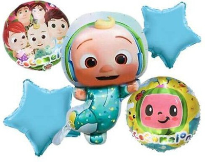 Events Framer Printed Cute Cocomelon Theme Foil Balloon(Blue, Pack of 5)
