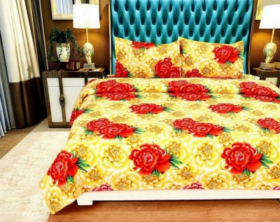 Edifice Couture 104 TC Polycotton Double Floral Flat Bedsheet(Pack of 1, Multicolor)