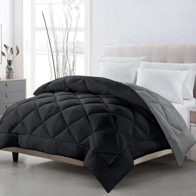 TUNDWAL'S Solid Single Comforter for  Heavy Winter(Cotton, Black - Grey)
