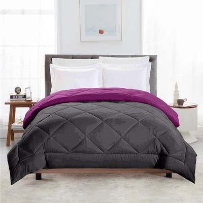 TUNDWAL'S Solid Single Comforter for  Heavy Winter(Cotton, Grey - Purple)