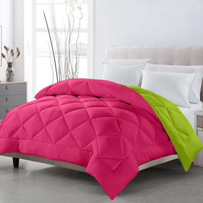 TUNDWAL'S Solid Single Comforter for  Mild Winter(Cotton, Pink - P Green)