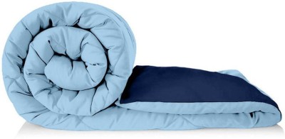 Comfowell Solid Single Quilt for  Heavy Winter(Poly Cotton, Sky Blue & Navy Blue)
