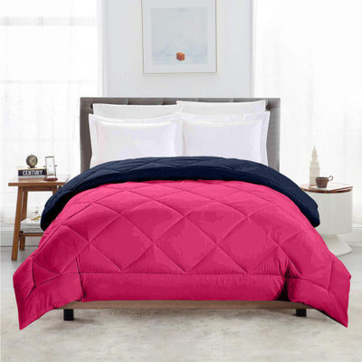 TUNDWAL'S Solid Single Comforter for  Heavy Winter(Cotton, Pink - Blue)