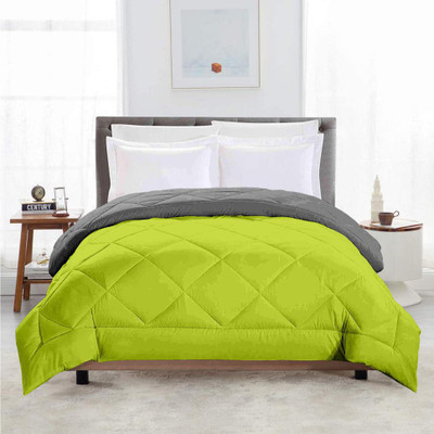 TUNDWAL'S Solid Single Comforter for  Mild Winter(Cotton, P Green - Grey)