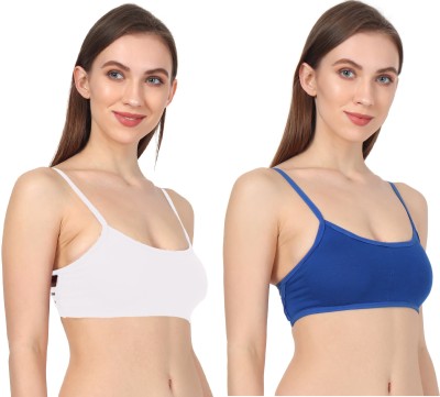 iBest Women Bralette Lightly Padded Bra(Blue, White)