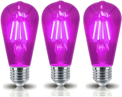 Hybrix 4 W Basic Round E26, E27 LED Bulb(Pink, Pack of 3)