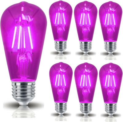 Hybrix 4 W Basic Round E26, E27 LED Bulb(Pink, Pack of 7)