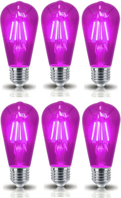Hybrix 4 W Basic Round E26, E27 LED Bulb(Pink, Pack of 6)