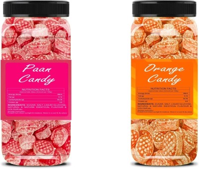 Organic Bites Combo of Orange Candy and Paan Flavour Candy 200 gm each (Total 400 gm Jar Pack) Paan, Orange Candy(2 x 200 g)