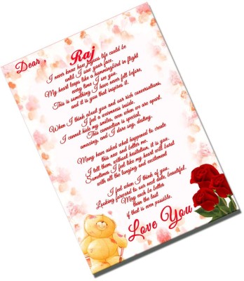 Midas Craft I Love You Raj Love Letter Quotes 26 Greeting Card(Pink, Red, Pack of 1)