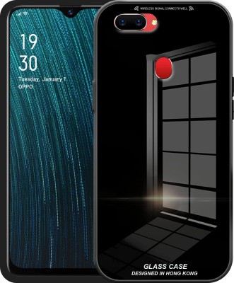 ELEF Back Cover for Oppo A5s Luxurious 9H Toughened Mirror Glass Back Case Shockproof TPU Bumper(Black, Rugged Armor, Pack of: 1)