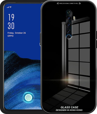 ELEF Back Cover for Oppo Reno 2Z Luxurious 9H Toughened Mirror Glass Back Case Shockproof TPU Bumper(Black, Rugged Armor, Pack of: 1)
