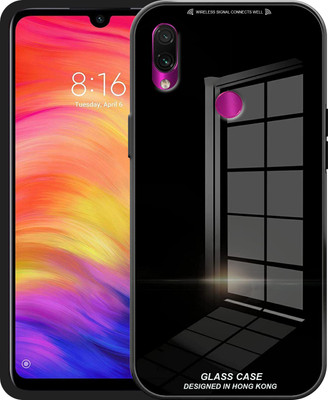 ELEF Back Cover for Redmi Note 7 Pro Luxurious Toughened Glass Back Case Shockproof TPU Bumper(Black, Rugged Armor, Pack of: 1)