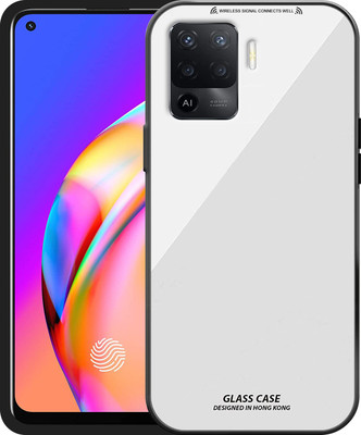 ELEF Back Cover for Oppo F19 Pro Luxurious 9H Toughened Mirror Glass Back Case Shockproof TPU Bumper(White, Rugged Armor, Pack of: 1)