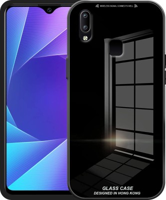 VOSKI Back Cover for Vivo Y91 / Y93 / Y95 Luxurious Toughened Mirror Glass Back Cover Soft Grip Case(Black, Camera Bump Protector, Pack of: 1)