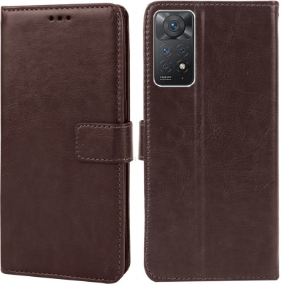 MG Star Flip Cover for Xiaomi Redmi Note 11 Pro+ 5g(Brown, Shock Proof, Pack of: 1)