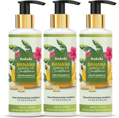 Indalo Banana Hibiscus Hair Conditioner, No Ammonia with Dry & Frizzy Hair (Pack of 3)(600 ml)