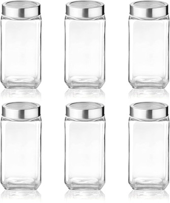 HISTOWX Glass Grocery Container  - 1000 ml(Pack of 6, Clear)