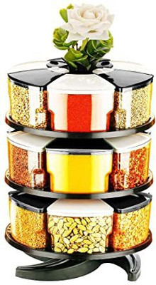 Cronus Plastic Grocery Container  - 300 ml(Pack of 18, Black)