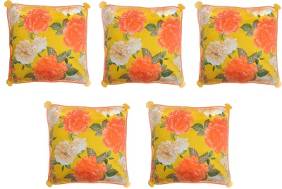 Art Horizons Printed Cushions & Pillows Cover(Pack of 5, 22 cm*22 cm, Orange, Yellow, Green, White)
