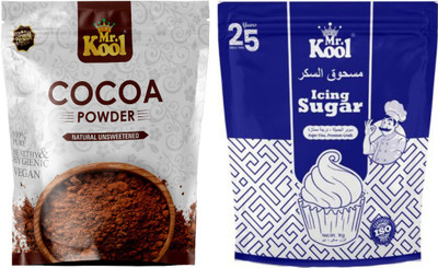 Mr.Kool Natural Unsweetened Cocoa Powder 500gm, Icing Sugar Powder 1kg.Pack Of 2. Combo(500-1000)