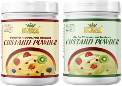 Mr.Kool Instant Vanilla and Pista Flavor Custard Powder Jar 400gm Each.Pack Of 2 Combo. Combo(400-400)