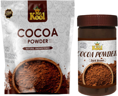 Mr.Kool Natural Unsweetened Cocoa Powder 500gm,Dark Brown Cocoa Powder 100gm.Pack Of 2. Combo(500-100)