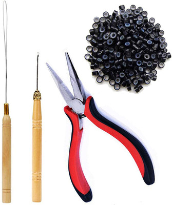 BELLA HARARO Pliers Pulling Hook Bead Device Tool Kits Set With 500PCS Silicone Micro Rings Hair Extension