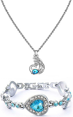 Bellina Alloy Silver, Blue Jewellery Set(Pack of 1)