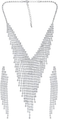 MissMister Brass Silver White Jewellery Set(Pack of 1)