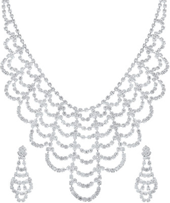 MissMister Brass Silver White Jewellery Set(Pack of 1)