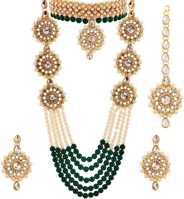 Ratmanee Alloy Gold-plated Gold, Green, White Jewellery Set(Pack of 1)