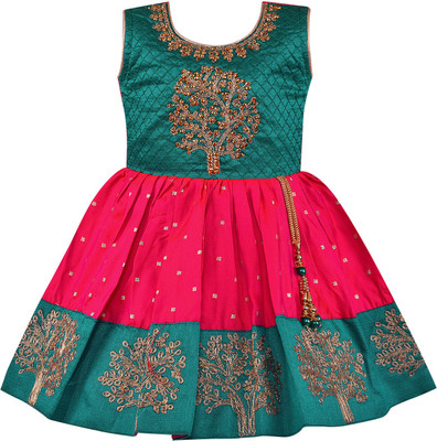 Wishkaro Baby Girls Midi/Knee Length Party Dress(Multicolor, Sleeveless)