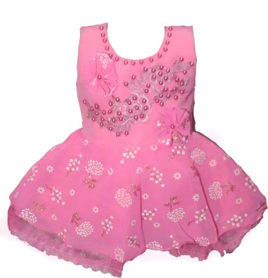 Stylish Collection Baby Girls Midi/Knee Length Casual Dress(Pink, Sleeveless)