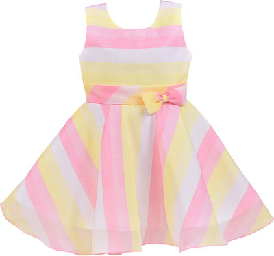 Wishkaro Baby Girls Above Knee Party Dress(Pink, Sleeveless)