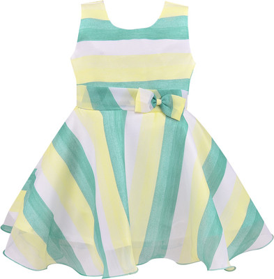 Wishkaro Baby Girls Above Knee Party Dress(Green, Sleeveless)
