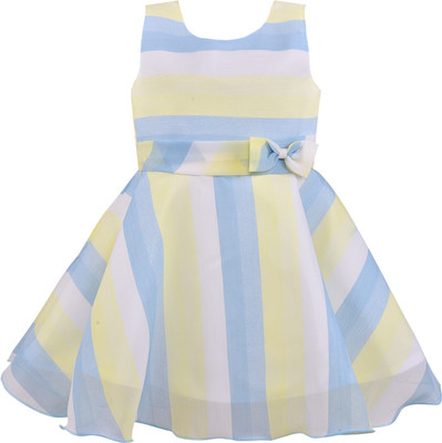 Wishkaro Baby Girls Above Knee Party Dress(Blue, Sleeveless)