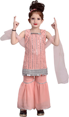 NEW TREND COLLECTION Embellished Kurta, Sharara & Dupatta Set