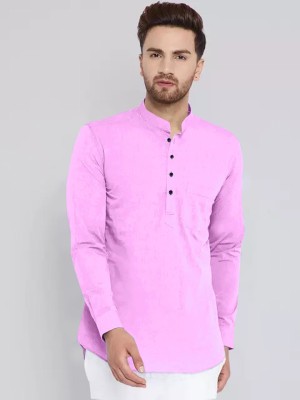 ZARTHA Men Solid Straight Kurta(Pink)