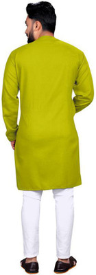 tradenest Men Solid Straight Kurta(Green)