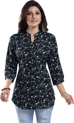 Meher Impex Casual Floral Print Women Black Top