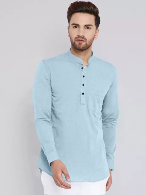 ZARTHA Men Solid Straight Kurta(Light Blue)