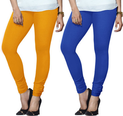 Lyra Churidar  Ethnic Wear Legging(Blue, Yellow, Solid)