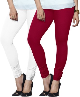 Lyra Churidar  Ethnic Wear Legging(White, Pink, Solid)