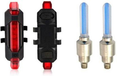 rebel Combo of tyre vaulve light(blue)+Blinker Warning LED Rear Tail Light LED Wheel Reflectors(blue,red)