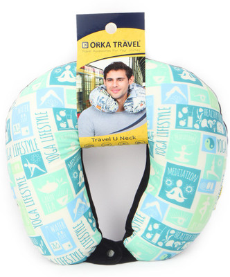 ORKA Travel Digital Printed Spandex With Micro Beads Travel U Neck Pillow(Multi color)