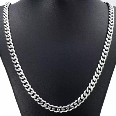 Heera Creation Silver Plated Stainless Steel Necklace Chain for Men Boys Stainless Steel Chain