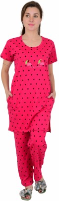 threadx Women Printed Pink Top & Pyjama Set