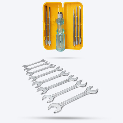 Hillgrove HGCM144M2 5in1 Multipurpose Repair Screw driver Set with 8Pcs Open Ended Wrench Combination Screwdriver Set(Pack of 5)