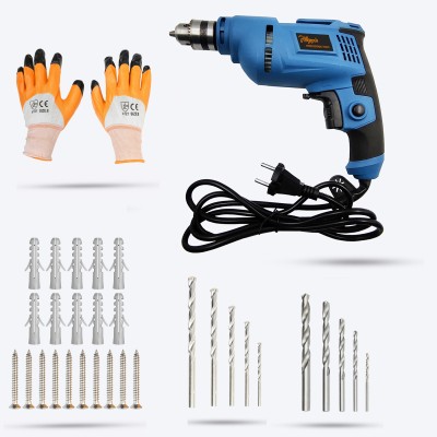 Hillgrove HGCM135M2 500W Pistol Grip Drill Machine with 5Pcs Masonry & Metal Drill Bit Set Power & Hand Tool Kit(6 Tools)